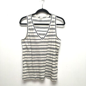 Madewell Womens Black White Nichols Striped V-Neck Whisper Cotton Tank Top S